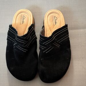 Clarks Women's Black Suede Mules size 9